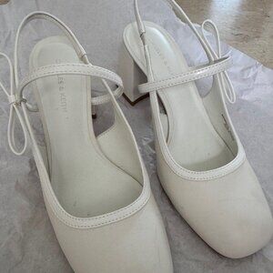 Charles & Keith White Slingback Heels
